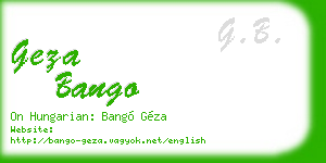 geza bango business card
